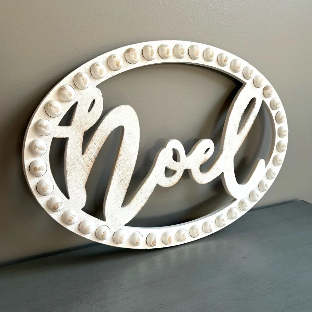 Hobby Lobby Natural White Oval Noel Holiday Christmas Wall Decor 14